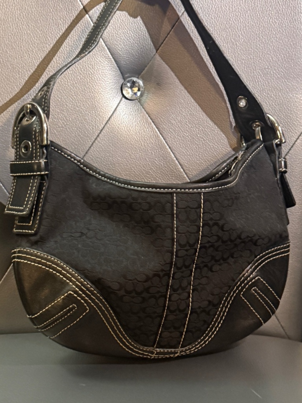 Coach SoHo 2154 Signature Black Canvas Leather